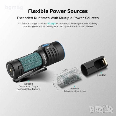 Olight Baton Turbo мини LED фенер,1000 лумена,до 510 метра,черен цвят, снимка 5 - Къмпинг осветление - 52124966