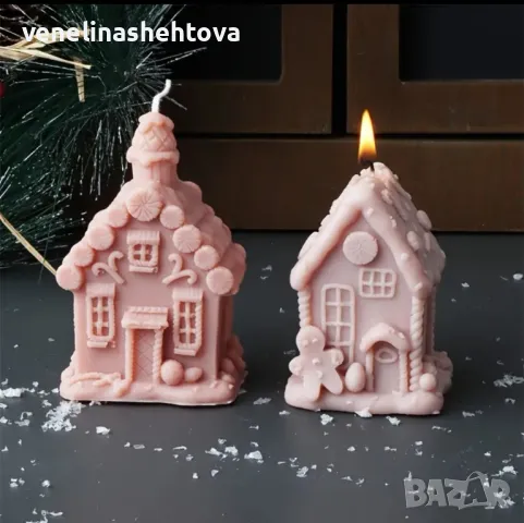 3D Коледни къщички Силиконов молд форма калъп за свещи гипс сапун , снимка 3 - Форми - 48447940