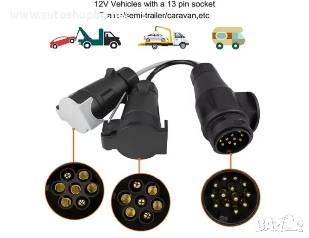 Преходник Адаптер за букса за ремарке/каравана от 13 към 7 пина 12V, снимка 2 - Аксесоари и консумативи - 47981589