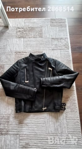 Дамско кожено яке, размер L, снимка 4 - Якета - 43488814