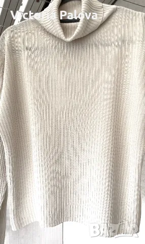 Копринена блуза/ поло светъл беж, снимка 5 - Блузи с дълъг ръкав и пуловери - 49327676