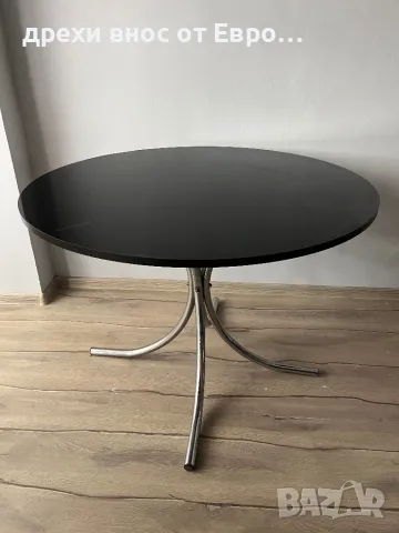 Трапезна кръгла дървена маса цвят венге, снимка 4 - Маси - 48293257