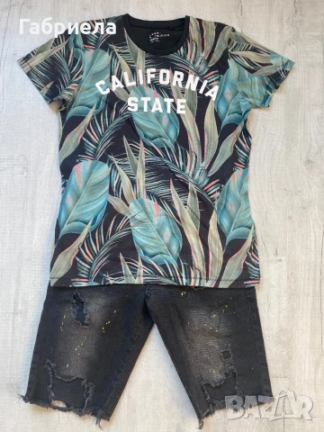 Къси дънкови панталони с тениска