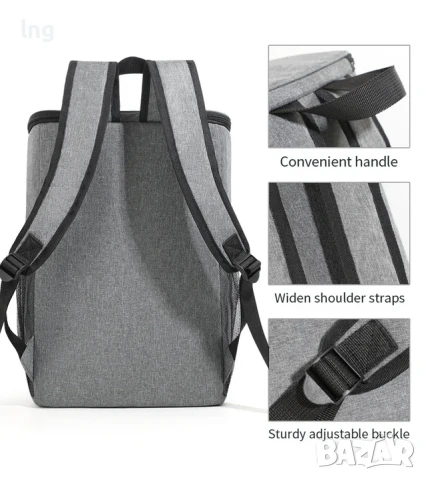 Продавам: Изолирана раница-хладилник 18L - Идеална за пикник, къмпинг, риболов! (Тъмносиня), снимка 4 - Хладилни чанти - 50973521