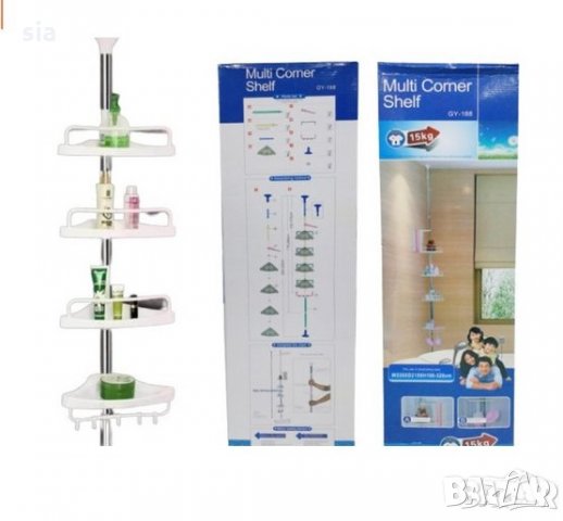 Рафт за баня,Ъглов , Многоъгълен рафт и органайзер за баня и кухня
