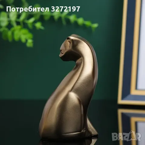 Статуя на котка с античен бронзов завършек, снимка 2 - Статуетки - 48296065