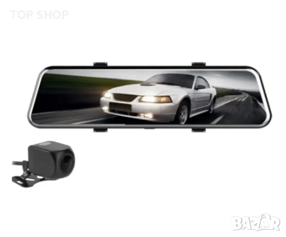 Видеорегистратор - огледало за автомобил с 10 инчов тъчскрийн и двоен запис, снимка 2 - Аксесоари и консумативи - 49323035