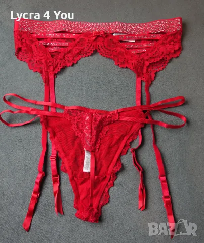 Censored M размер комплект в червено с чорапи, колан и прашка, снимка 11 - Бельо - 47740338