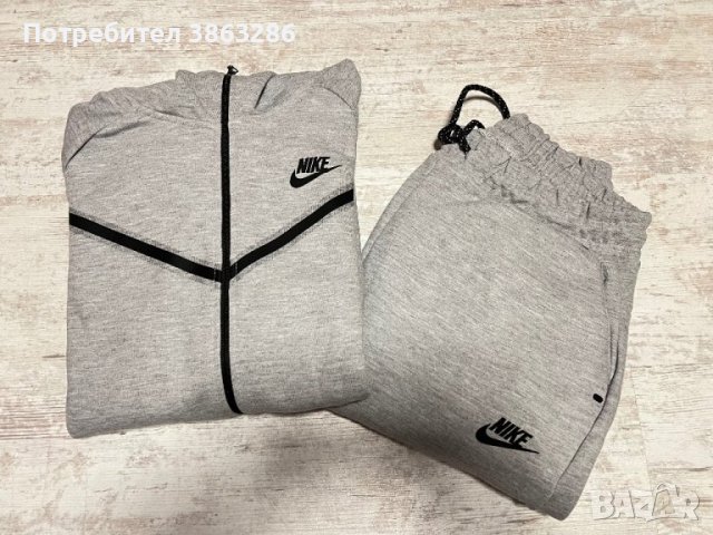 Нов мъжки сив екип Nike Tech Fleece, снимка 4 - Спортни дрехи, екипи - 42994067