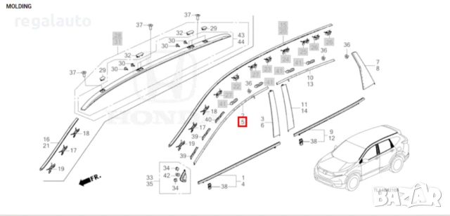 72465TLAA01,лайсна хром над предна лява врата врата HONDA CRV 2016-2021