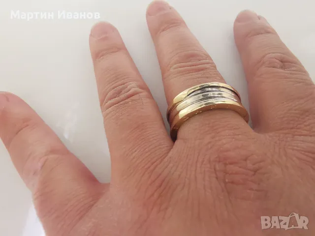 Златна халка бяло и жълто BYLGARI 1, снимка 7 - Пръстени - 49906529