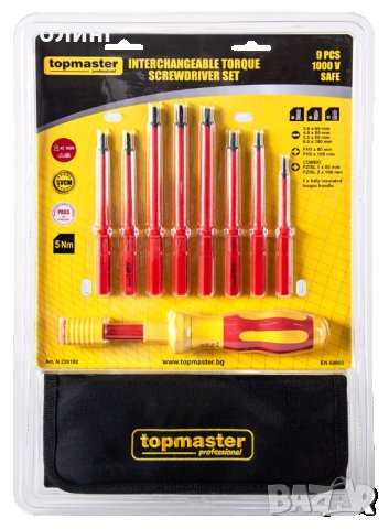 ИЗОЛИРАНА -ДИНАМОМЕТРИЧНА ОТВЕРТКА С НАКРАЙНИЦИ TOPMASTER