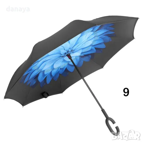 2190 Обърнат чадър двупластов противоветрен чадър с обратно затваряне и отваряне, снимка 15 - Други - 32940413