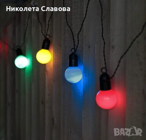 Гирлянд от цветни LED крушки – 5 метра, снимка 2 - Други - 51528566