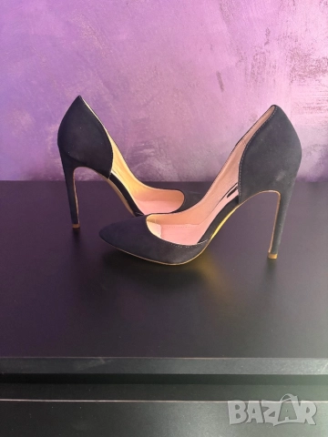 Orsay изрязани тъмно сини велурени обувки на висок ток, размер 36, снимка 6 - Дамски обувки на ток - 52319772