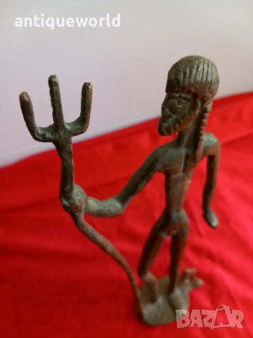 Стара Бронзова Статуетка Бог ПОСЕЙДОН, снимка 5 - Антикварни и старинни предмети - 51844390