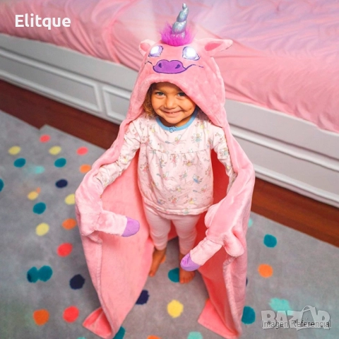 Одеяло със светещи LED очи. Размери 124.5cm x 89cm. Без включени батерии. Варианти - Динозавър или Е, снимка 3 - Спално бельо и завивки - 52862493