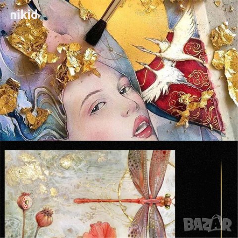 3 гр Шлак метал варак на люспи фолио сребро злато медено фолио НЕЯДИВНО за свещи маникюр картини , снимка 4 - Други - 32831966