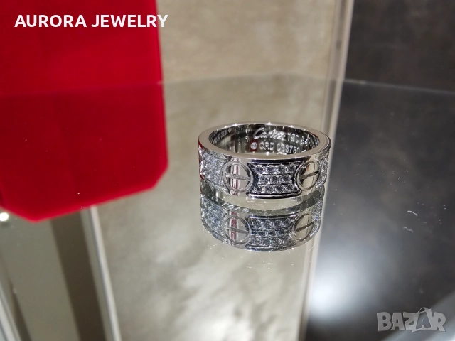 CARTIER Love Band White Gold Classic Model Paved Diamonds Пръстен