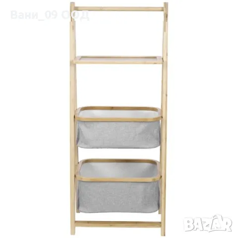 Сгъваема бамбукова етажерка с текстилни кошници , снимка 4 - Етажерки - 49740511