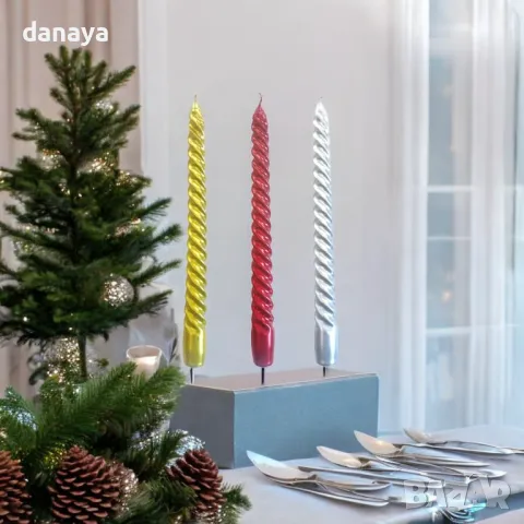 5308 Дълга спираловидна свещ за декорация на маса, 25см, снимка 6 - Декорация за дома - 47628934