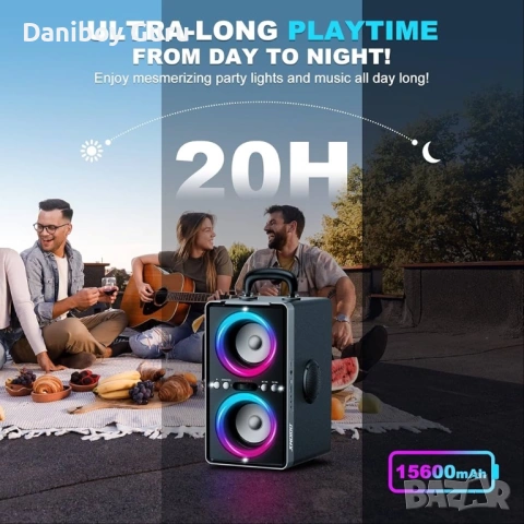 Голям Bluetooth високоговорител ODIOMX, тонколона с пикова мощност 200 W, снимка 6 - Bluetooth тонколони - 53121597