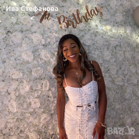 Нов елегантен парти коктейлен официален бял сет комплект пола топ корсет набран по цялата дължина , снимка 2 - Костюми - 49813611