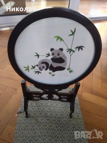 Ретро бродерия на панда., снимка 5 - Антикварни и старинни предмети - 47810091