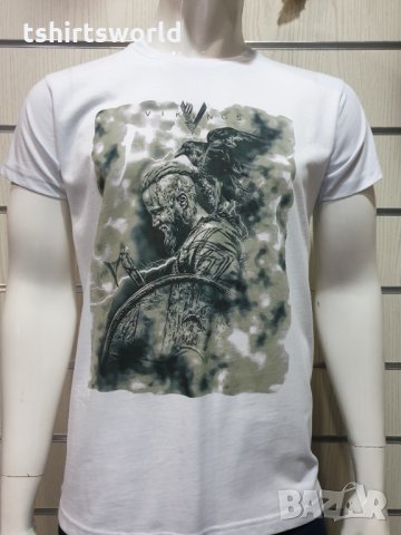 Нова мъжка бяла тениска с дигитален печат Рагнар Лодброк, сериала Викинги, снимка 12 - Тениски - 28166760