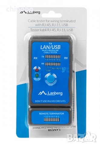 Инструмент, Lanberg cable tester for wiring terminated with RJ-45, RJ-11, USB, снимка 4 - Други инструменти - 38579806