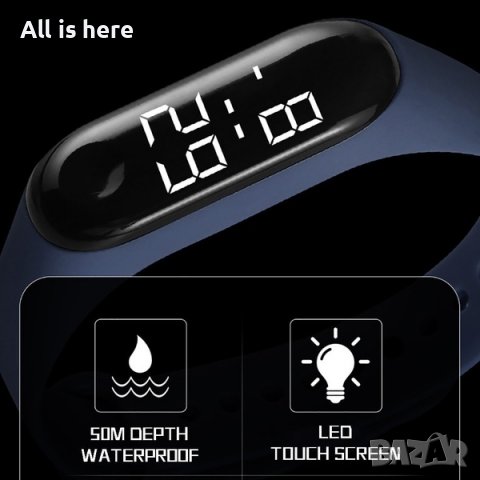 Спортен LED часовник, Силиконова каишка.Диспей 5см,Каишката 25 см, снимка 3 - Мъжки - 37614096