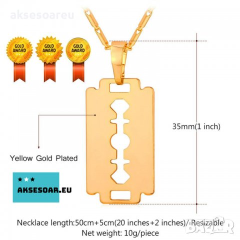 Колие бръснарско ножче  от неръждаема стомана бръснач медальон бижута стомана огърлици висулки с вер, снимка 6 - Колиета, медальони, синджири - 38394981