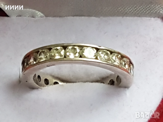 Сребърен пръстен халка с камъни 