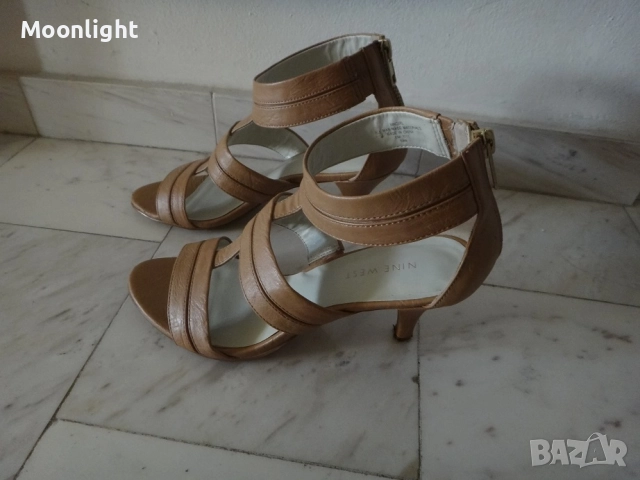 Бежови сандали на ток Nine West, снимка 7 - Сандали - 52525011