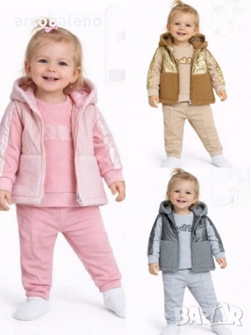 Бебешки комплект за момиченце от 3 части, 3цвята 