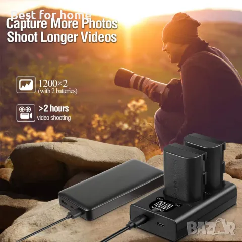 Батерии и зарядно за Canon ENEGON EOS ​LP-E6, снимка 2 - Батерии, зарядни - 47825821