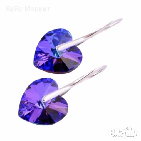 Обеци с кристал Сърце, снимка 3 - Обеци - 48604939