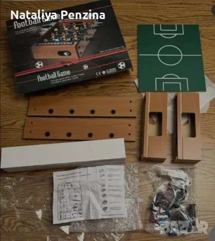 Мини дървена игра футбол на маса за деца с 2 включени топки, 34,5 x 23 x 7 cm, снимка 4 - Игри и пъзели - 48253735