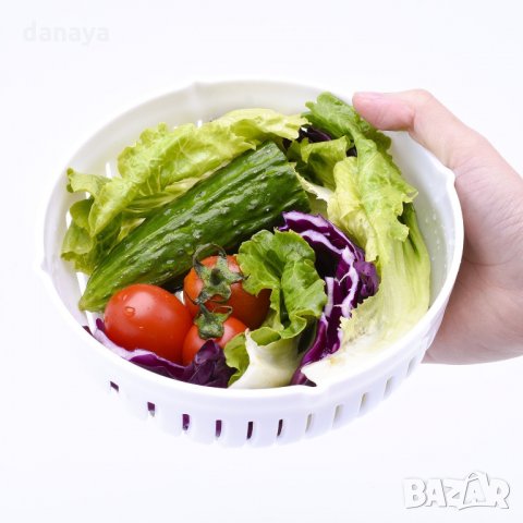 947 Купа за бързо рязане на зеленчуци за салата купа за измиване изцеждане рязане, снимка 3 - Прибори за хранене, готвене и сервиране - 34708045