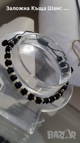 Гривна злато 14к и оникс на черен конец !, снимка 2 - Гривни - 52424241