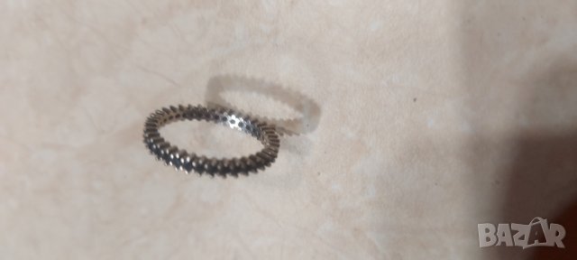 Нежен сребърен пръстен с черни камъчета , снимка 4 - Пръстени - 38775046