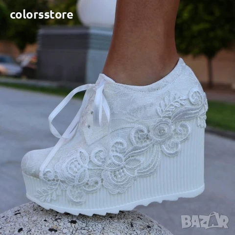 Обувки на платформа - бели - 710-15

, снимка 3 - Кецове - 50901985