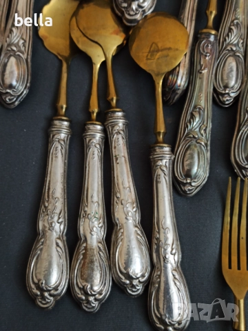 СТАР СРЕБЪРЕН КОМПЛЕКТ ПРИБОРИ С ПОЗЛАТА  -СОЛИНГЕН ,800 ПРОБА, снимка 14 - Антикварни и старинни предмети - 52791492