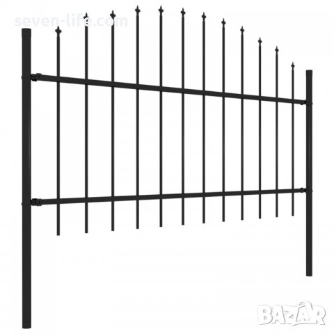 Градинска ограда с връх пика, стомана, (1-1,25)x1,7 м - безплатна д-ка