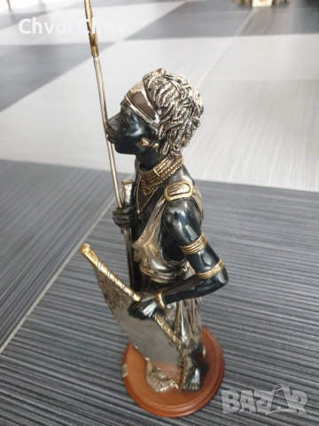 CIARTE Blackmoor статуетка посребрен резин 39см/италианска фигура на негър-войн/злато-сребро 925, снимка 4 - Статуетки - 52897142