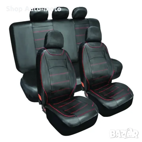 Тапицерия за МПС Automat, 9 части, Червен конец, Еко кожа