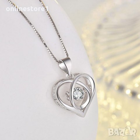 Сребърно колие 925 - Трептящо сърце BK121, снимка 4 - Колиета, медальони, синджири - 33682082