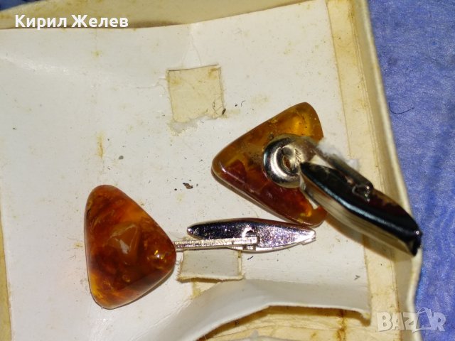 СТАРИ РУСКИ КЕХЛИБАРЕНИ РЕТРО БУТОНЕЛИ за РЪКАВЕЛИ с НАТУРАЛЕН БАЛТИЙСКИ КЕХЛИБАР и КУТИЙКА 34625, снимка 7 - Антикварни и старинни предмети - 40690183