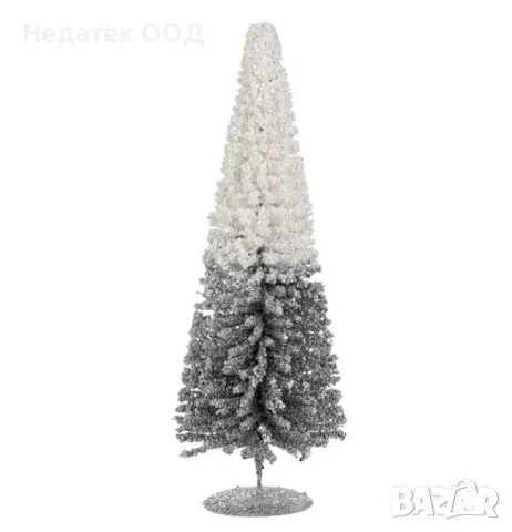 Коледна, Декоративна, Снежна шишарка, Бял, 40 см