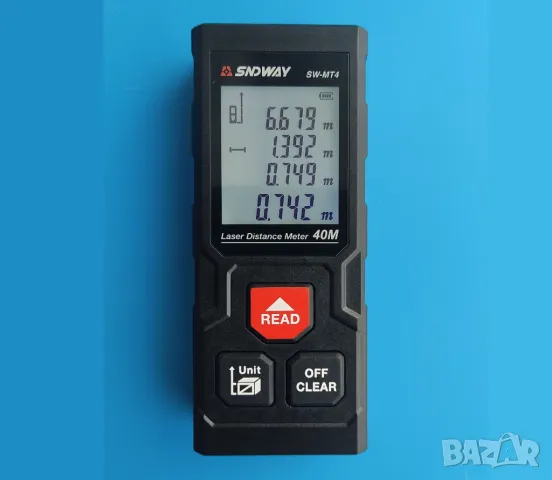 Дигитална лазерна ролетка рулетка 40 метра 40м далекомер, площ и обем, снимка 2 - Измервателни инструменти - 47240615